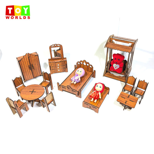 Doll Bedroom Furniture Set with Bear Swing