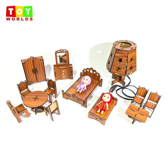 Doll Bedroom Furniture Set with Led Lamp